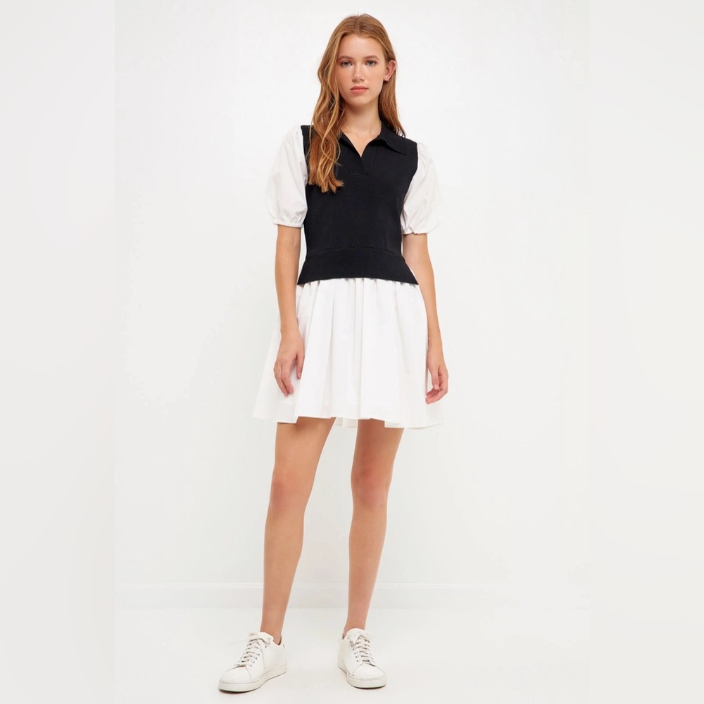 English Factory Mixed Media Mini Dress